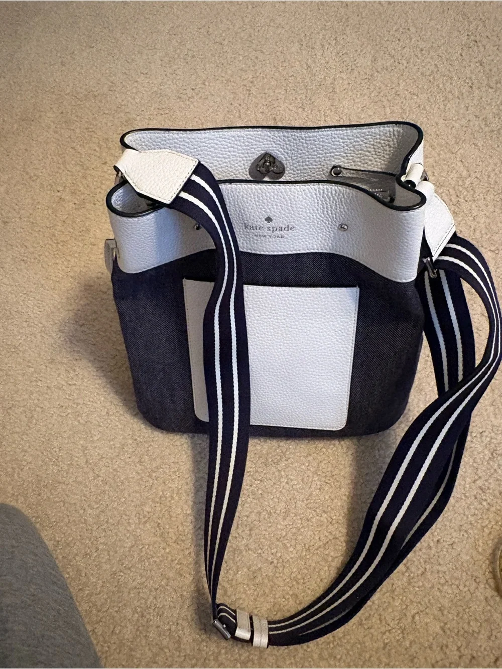 kate spade Navy and White Crossbody with Front Pocket